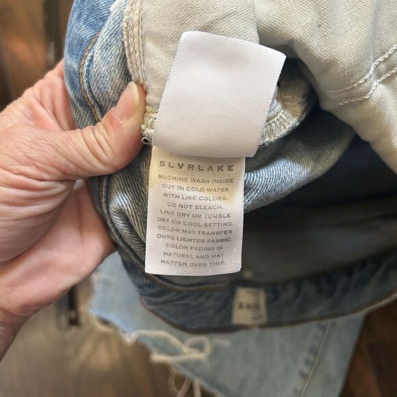 Slvrlake Grace Double Yoke Jeans Let It Ride Raw Hem Crop 31 Wide Leg - Picture 8 of 12